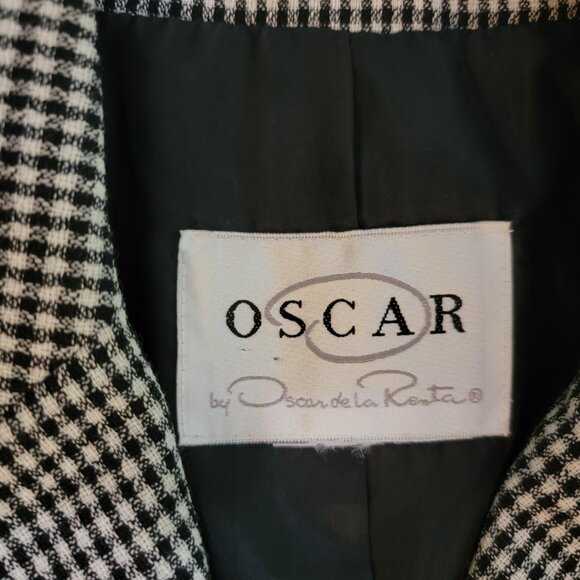 Vintage Oscar de la Renta Black White Checkered Jacket Blazer - Picture 2 of 12